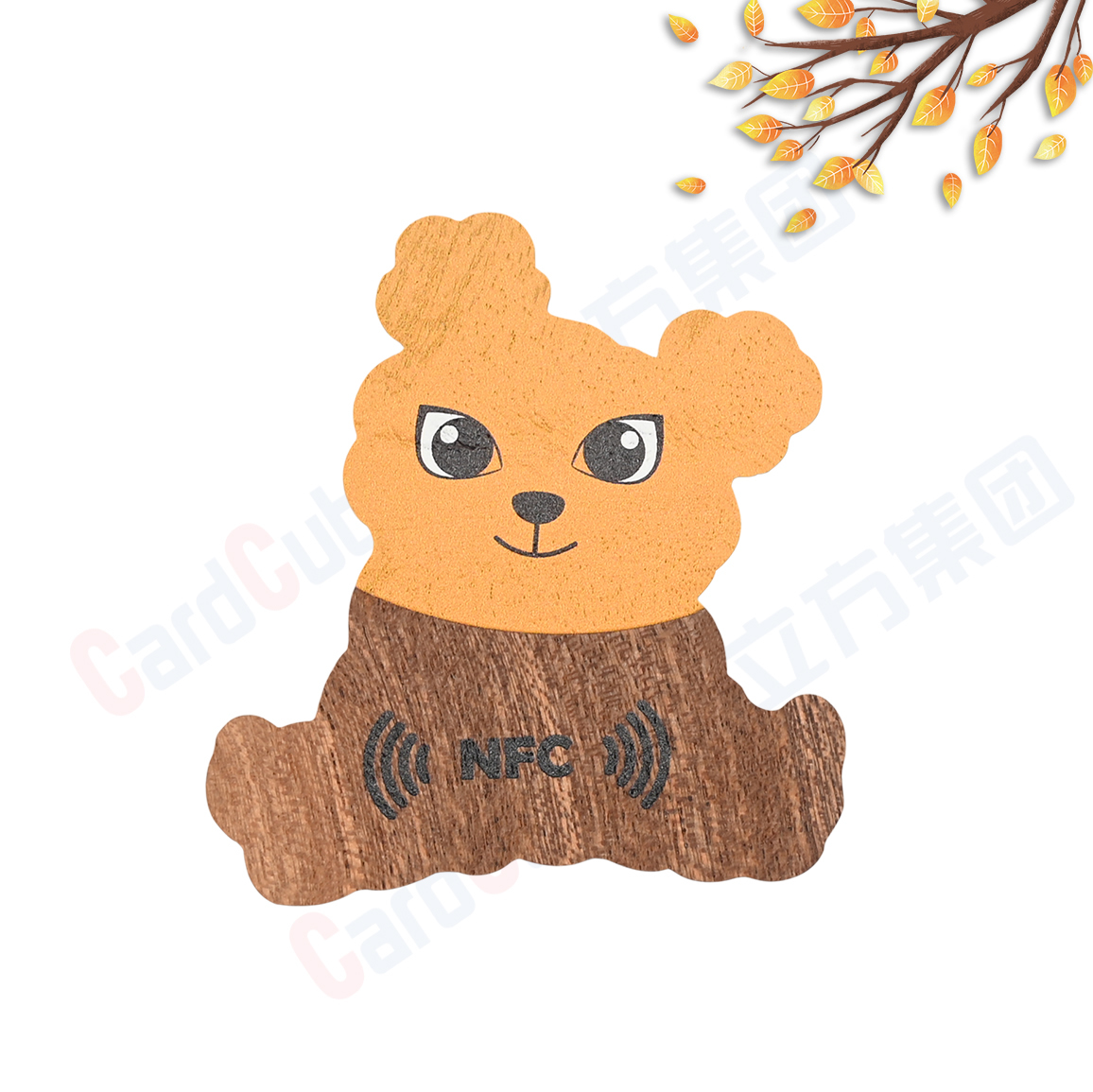 RFID木质小熊门禁卡NFC环保木质小熊酒店IC门禁卡定制